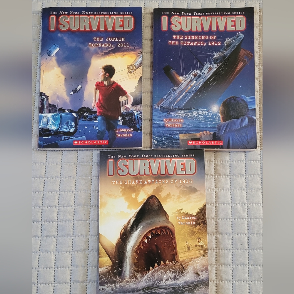 Scholastic I Survived Book Trio - Blue, Red, Brown Covers. Like New